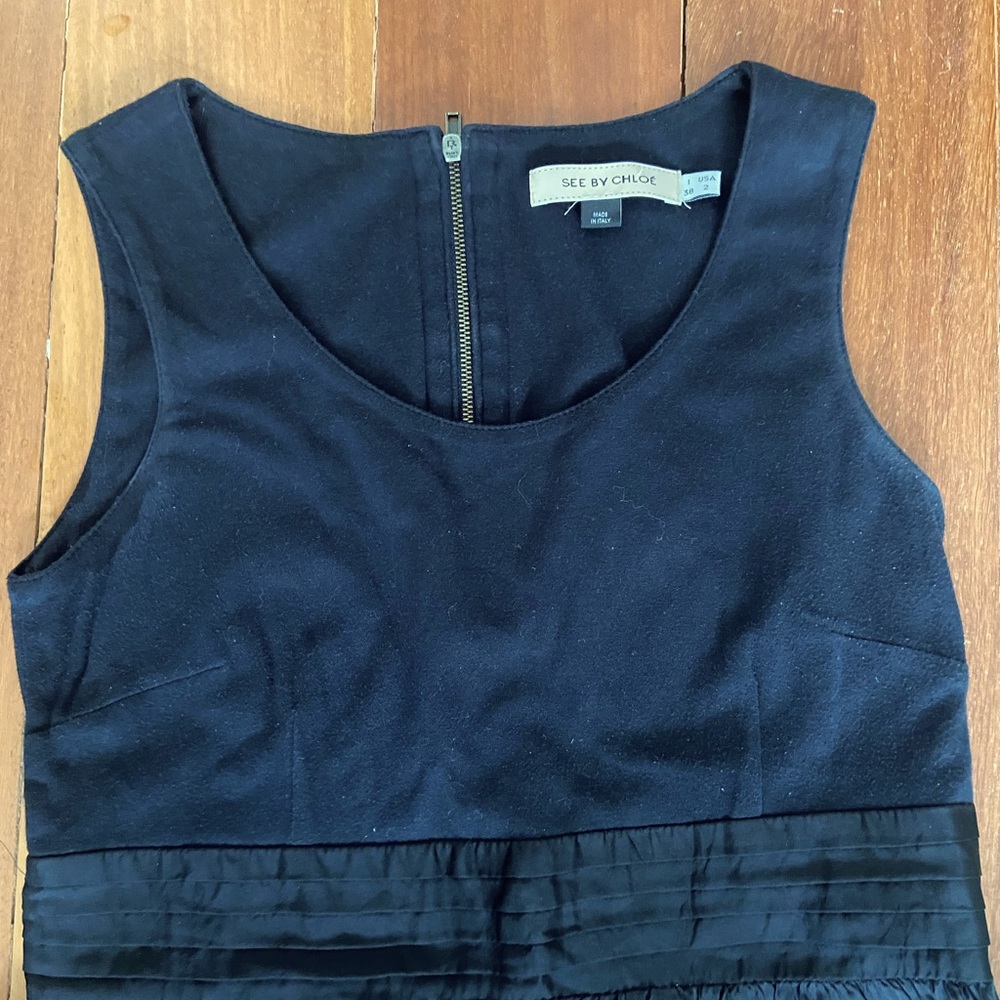 See By Chloe, Mini Silk Black Dress, size 2 - Picture 3 of 8